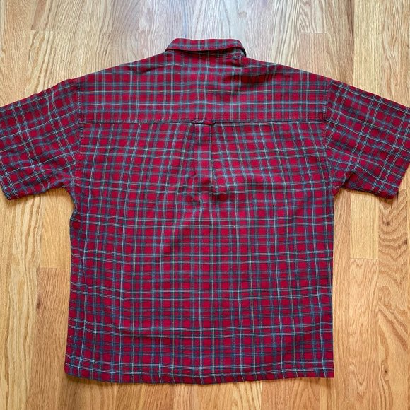 Chaps by Ralph Lauren Men's Button Down Short Sleeve Shirt Red Plaid Size Med - Picture 4 of 11